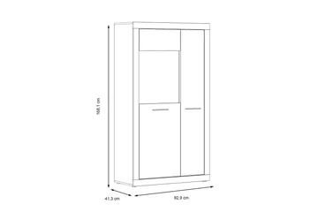 Kranea Vitrinskåp 41,3 cm djup 92,9 cm bred 168 cm hög Trä - Grå/Vit - Förvaring - Skåp - Vitrinskåp