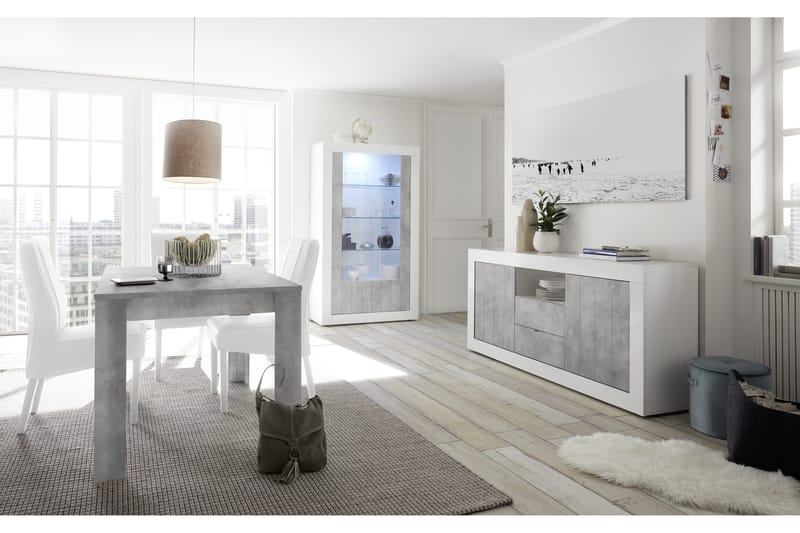 LC Spa Calpino Vitrinskåp 42 cm djup 110 cm bred 190 cm hög Ljust Trä - Vit/Grå - Förvaring - Skåp - Vitrinskåp