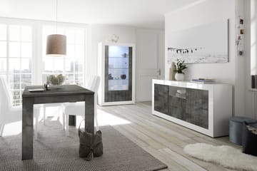 LC Spa Calpino Vitrinskåp 42 cm djup 110 cm bred 190 cm hög Ljust Trä - Vit/Gråmelerad - Förvaring - Skåp - Vitrinskåp