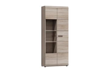 Link Vitrinskåp 80 cm i Trä med Glasdörr - Beige|Grå - Förvaring - Skåp - Vitrinskåp