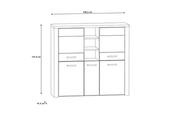 Loannia Vitrinskåp 41x146 cm - Brun - Förvaring - Skåp - Vitrinskåp