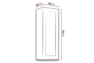Narbonne Smalt Vitrinskåp 32 cm djup 35 cm bred 90 cm hög Mörkt Trä Glas - Natur/Svart - Förvaring - Skåp - Vitrinskåp