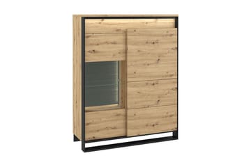 Quant Vitrinskåp 41 cm djup 110 cm bred 140 cm hög Trä - Ek/Svart - Förvaring - Skåp - Vitrinskåp