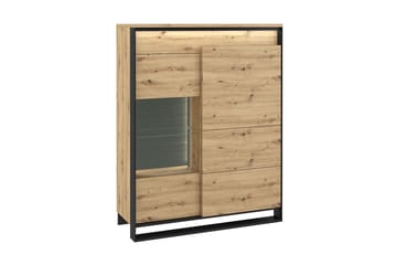 Quant Vitrinskåp 41 cm djup 110 cm bred 140 cm hög Trä - Ek/Svart - Förvaring - Skåp - Vitrinskåp