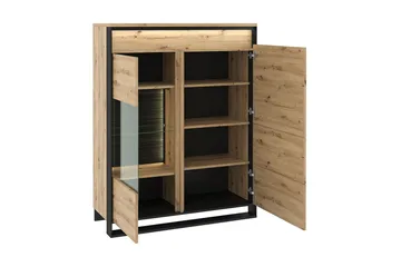 Quant Vitrinskåp 41 cm djup 110 cm bred 140 cm hög Trä - Ek/Svart - Förvaring - Skåp - Vitrinskåp