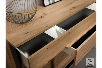 Quant Vitrinskåp 41 cm djup 76 cm bred 195 cm hög Trä - Ek/Svart - Förvaring - Skåp - Vitrinskåp