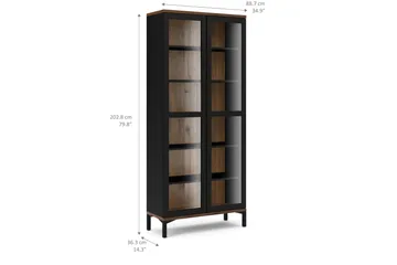 Roomers Vitrinskåp med 2 Dörrar - Svart/Valnöt - Förvaring - Skåp - Vitrinskåp