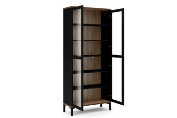 Roomers Vitrinskåp med 2 Dörrar - Svart/Valnöt - Förvaring - Skåp - Vitrinskåp