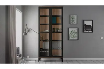 Roomers Vitrinskåp med 2 Dörrar - Svart/Valnöt - Förvaring - Skåp - Vitrinskåp