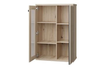 Rosehall Lågt Vitrinskåp 41 cm djup 86 cm bred 132 cm hög Trä Glas - Svart - Förvaring - Skåp - Vitrinskåp