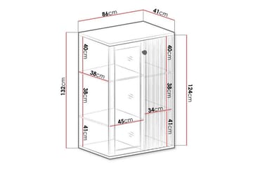 Rosehall Lågt Vitrinskåp 41 cm djup 86 cm bred 132 cm hög Trä Glas - Svart - Förvaring - Skåp - Vitrinskåp