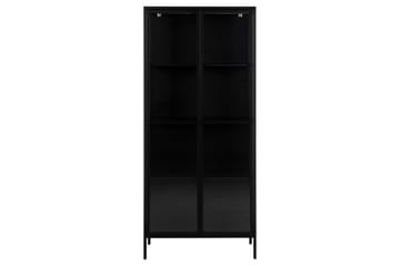 Sakie Vitrinskåp 40 cm djup 80 cm bred 180 cm hög Metall Glas - Svart - Förvaring - Skåp - Vitrinskåp