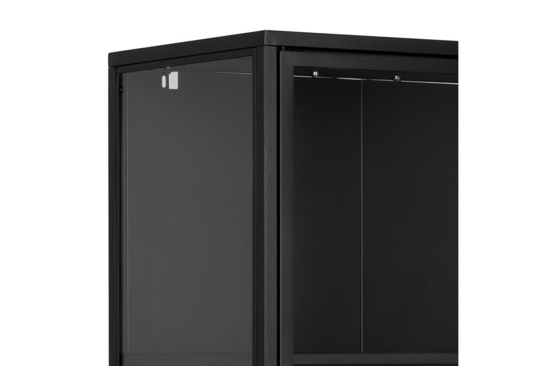 Sakie Vitrinskåp 40 cm djup 80 cm bred 180 cm hög Metall Glas - Svart - Förvaring - Skåp - Vitrinskåp
