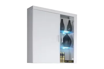 Samba Lågt Vitrinskåp RGB LED Belysning 35 cm djup 90 cm bred 111 cm hög Ljust Trä Glas - Vit - Förvaring - Skåp - Vitrinskåp