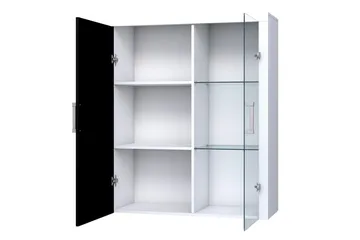 Samba Lågt Vitrinskåp RGB LED Belysning 35 cm djup 90 cm bred 111 cm hög Ljust Trä Glas - Vit - Förvaring - Skåp - Vitrinskåp