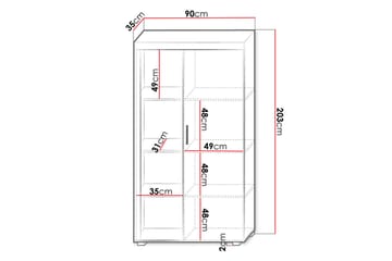 Samba Vitrinskåp 35 cm djup 90 cm bred 203 cm hög Ljust Trä Mörkt Glas - Vit - Förvaring - Skåp - Vitrinskåp