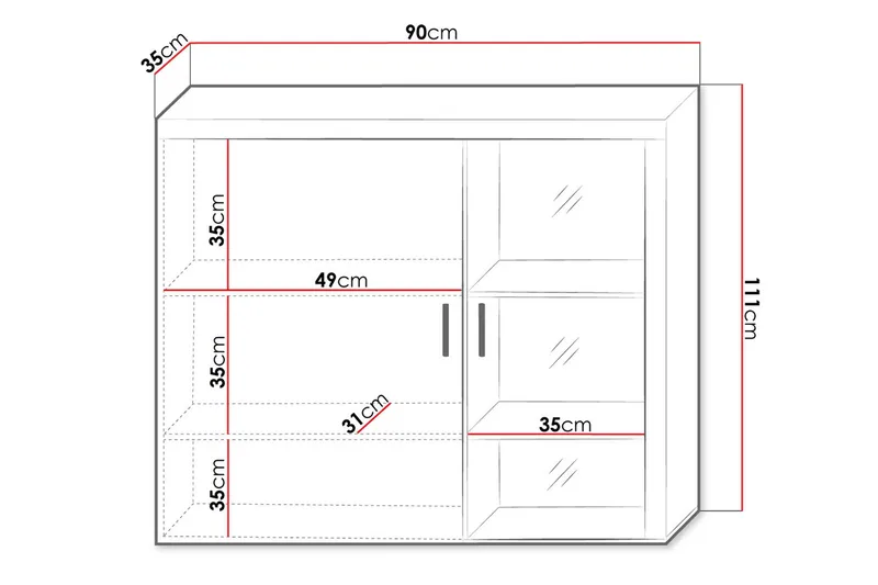 Samba Vitrinskåp 90x35x111 cm Black - Förvaring - Skåp - Vitrinskåp