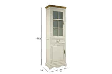Samira Vitrinskåp 60 cm i Trä och Glas - Antikvit - Förvaring - Skåp - Vitrinskåp