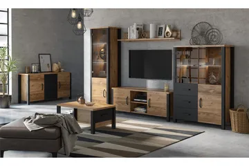 Skarebol Vitrinskåp 56 cm - Svart/Trä/Natur - Förvaring - Skåp - Vitrinskåp