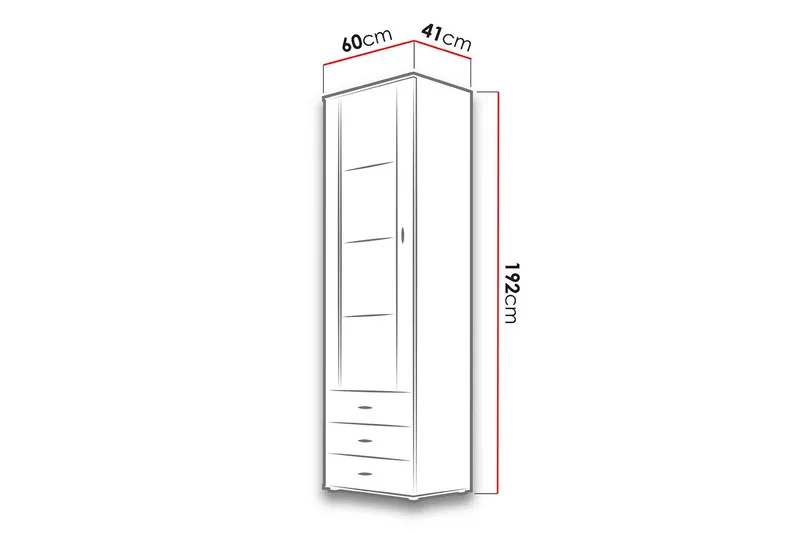Soho Vitrinskåp 60x41x192 cm - Svart - Förvaring - Skåp - Vitrinskåp