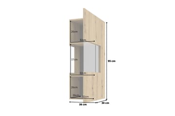 Speno Lågt Vägghängt alt Fristående Vitrinskåp 30 cm djup 36 cm bred 95 cm hög Trä - Brun - Förvaring - Skåp - Vitrinskåp