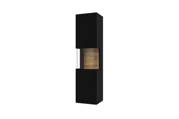 Speno Smalt Vägghängt alt Fristående Vitrinskåp 30 cm djup 36 cm bred 140 cm hög Mörkt Trä - Svart - Förvaring - Skåp - Vitrinskåp