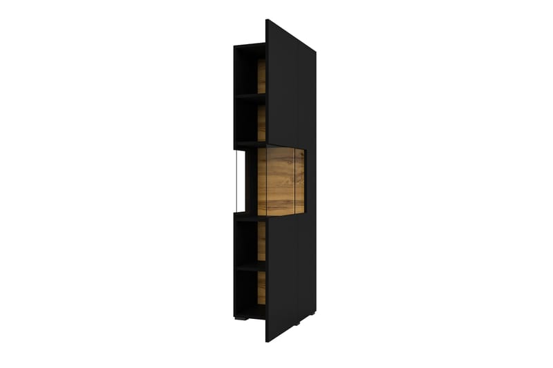 Speno Smalt Vägghängt alt Fristående Vitrinskåp 30 cm djup 36 cm bred 140 cm hög Mörkt Trä - Svart - Förvaring - Skåp - Vitrinskåp