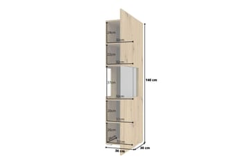 Speno Vägghängt alt Fristående Smalt Vitrinskåp 30 cm djup 36 cm bred 140 cm hög Trä - Brun - Förvaring - Skåp - Vitrinskåp