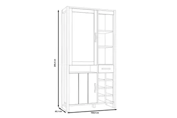 Strumica Vitrinskåp 43,1 cm djup 105 cm bred 205,4 cm hög Trä - Brun/Grå - Förvaring - Skåp - Vitrinskåp