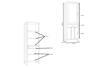 Strumica Vitrinskåp 43,1 cm djup 67,7 cm bred 205,4 cm hög Trä Glas - Brun/Grå - Förvaring - Skåp - Vitrinskåp