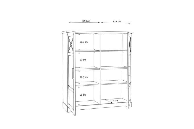 Svetis Vitrinskåp 42 cm djup 133,2 cm bred 151,8 cm hög Ljust Trä - Vit - Förvaring - Skåp - Vitrinskåp