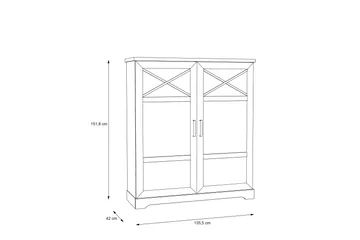 Svetis Vitrinskåp 42 cm djup 133,2 cm bred 151,8 cm hög Ljust Trä - Vit - Förvaring - Skåp - Vitrinskåp