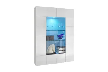 Tabor Vitrinskåp 42 cm djup 121 cm bred 166 cm hög Ljust Trä - Vit Högglanslack - Förvaring - Skåp - Vitrinskåp