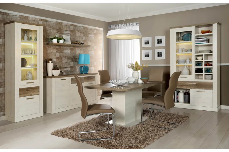 Talebi Låg Skänk 41 cm djup 172 cm bred 90 cm hög Trä - Brun/Vit - Förvaring - Förvaringsmöbler - Sideboard & skänk