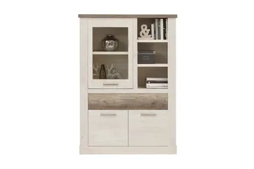 Talebi Skänk 41 cm djup 108 cm bred 212 cm hög Ljust Trä - Brun/Vit - Förvaring - Skåp - Vitrinskåp