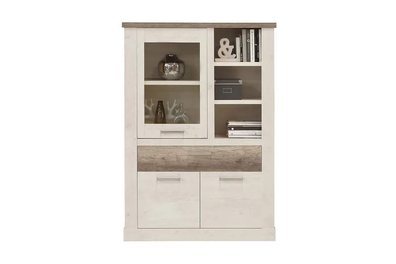 Talebi Skänk 41 cm djup 108 cm bred 212 cm hög Ljust Trä - Brun/Vit - Förvaring - Skåp - Vitrinskåp