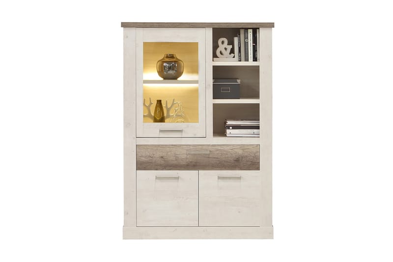 Talebi Skänk 41 cm djup 108 cm bred 212 cm hög Ljust Trä - Brun/Vit - Förvaring - Sk åp - Vitrinskåp