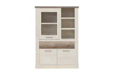 Talebi Skänk 41 cm djup 108 cm bred 212 cm hög Ljust Trä - Brun/Vit - Förvaring - Skåp - Vitrinskåp