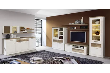 Talebi Skänk 41 cm djup 108 cm bred 212 cm hög Ljust Trä - Brun/Vit - Förvaring - Skåp - Vitrinskåp