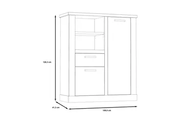 Talebi Skänk 41 cm djup 110 cm bred 128 cm hög Ljust Trä - Brun/Vit - Förvaring - Skåp - Vitrinskåp