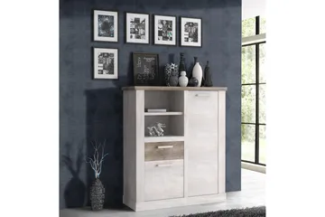 Talebi Skänk 41 cm djup 110 cm bred 128 cm hög Ljust Trä - Brun/Vit - Förvaring - Skåp - Vitrinskåp