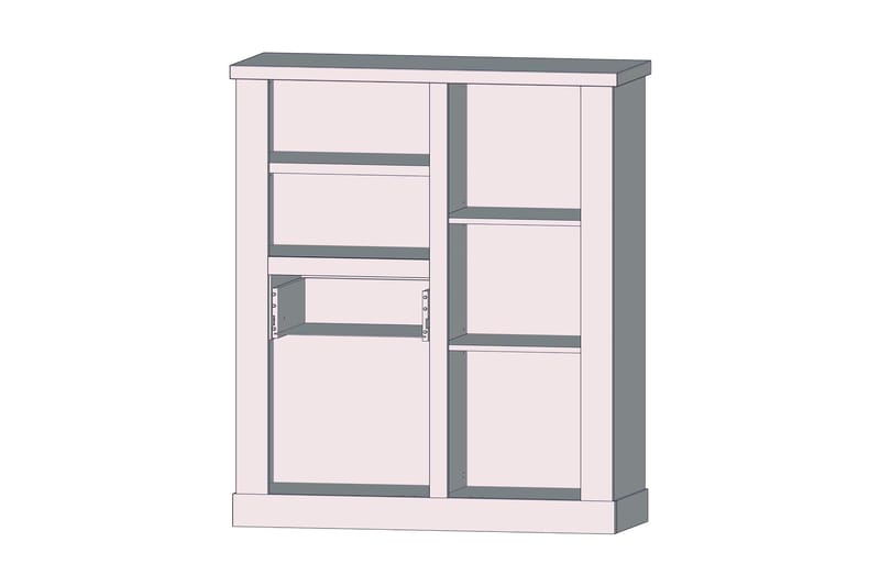 Talebi Skänk 41 cm djup 110 cm bred 128 cm hög Ljust Trä - Brun/Vit - Förvaring - Sk åp - Vitrinskåp