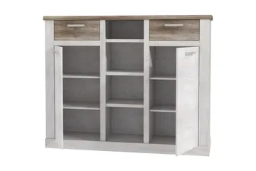 Talebi Skänk 41 cm djup 160 cm bred 128 cm hög Ljust Trä - Brun/Vit - Förvaring - Skåp - Vitrinskåp