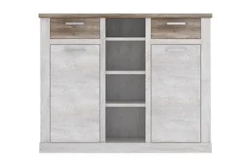 Talebi Skänk 41 cm djup 160 cm bred 128 cm hög Ljust Trä - Brun/Vit - Förvaring - Skåp - Vitrinskåp