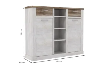 Talebi Skänk 41 cm djup 160 cm bred 128 cm hög Ljust Trä - Brun/Vit - Förvaring - Skåp - Vitrinskåp