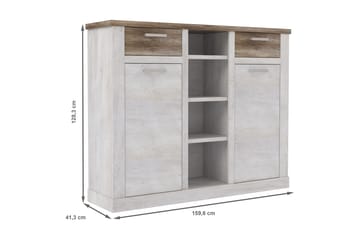 Talebi Skänk 41 cm djup 160 cm bred 128 cm hög Ljust Trä - Brun/Vit - Förvaring - Skåp - Vitrinskåp