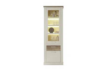 Talebi Vitrinskåp 41 cm djup 71 cm bred 212 cm hög Ljust Trä - Brun/Vit - Förvaring - Skåp - Vitrinskåp