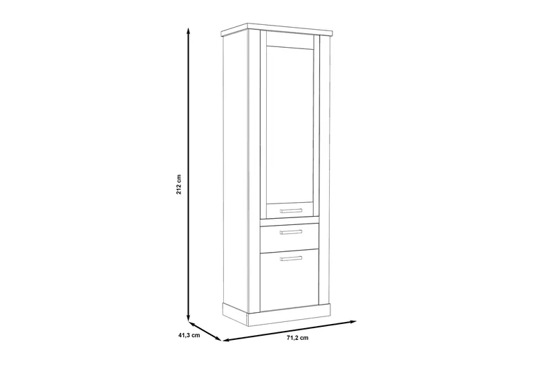 Talebi Vitrinskåp 41 cm djup 71 cm bred 212 cm hög Ljust Trä - Brun/Vit - Förvaring - Skåp - Vitrinskåp