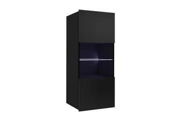 Tessan Vitrinskåp 45x32x117 cm - Svart/Vit Led-Belysning - Förvaring - Skåp - Vitrinskåp