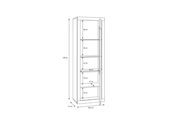 Tolovgrad Vitrinskåp 41 cm djup 63,3 cm bred 191,1 cm hög Ljust Trä Glas - Grå/Vit - Förvaring - Skåp - Vitrinskåp